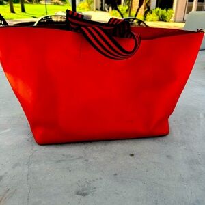 Clare v red leather tote bag